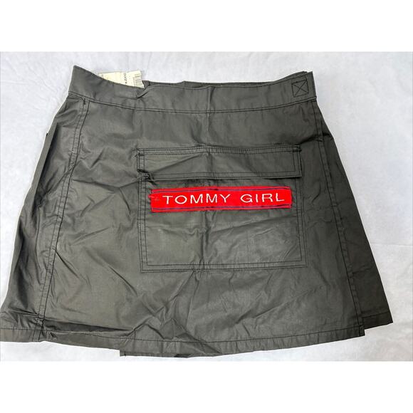 TOMMY GIRL Mini Skirt Womens 5 (28x13) TOMMY JEANS VTG Y2K Wrap Spellout Poly - Picture 1 of 11